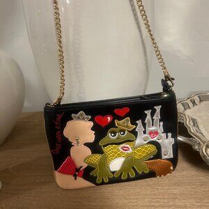 Braccialini Crossbody Purse With Depiction Of Prince And Frog With Castle